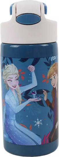 Gim Kinderflasche Gefroren Rostfreier Stahl mit Strohhalm Hellblau 500ml