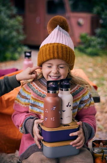 Fresk Kids Water Bottle Thermos Stainless Steel with Straw Deer Amber 350ml