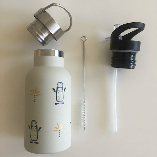 Fresk Kids Water Bottle Thermos Stainless Steel with Straw Deer Amber 350ml