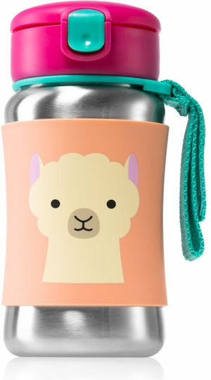 Skip Hop Kids Water Bottle Stainless Steel with Straw Pink 350ml