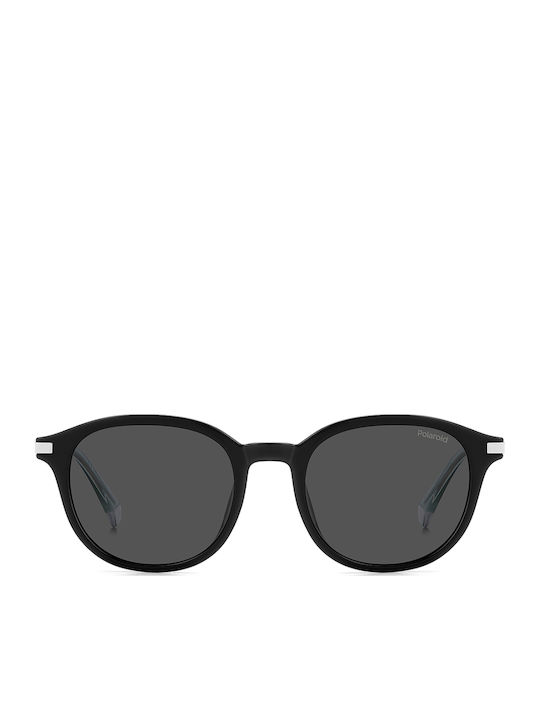 Polaroid Unisex Sunglasses With Black Horn-Rimmed Frame And Grey Polarized Lens PLD4148/G/S/X 807/M9