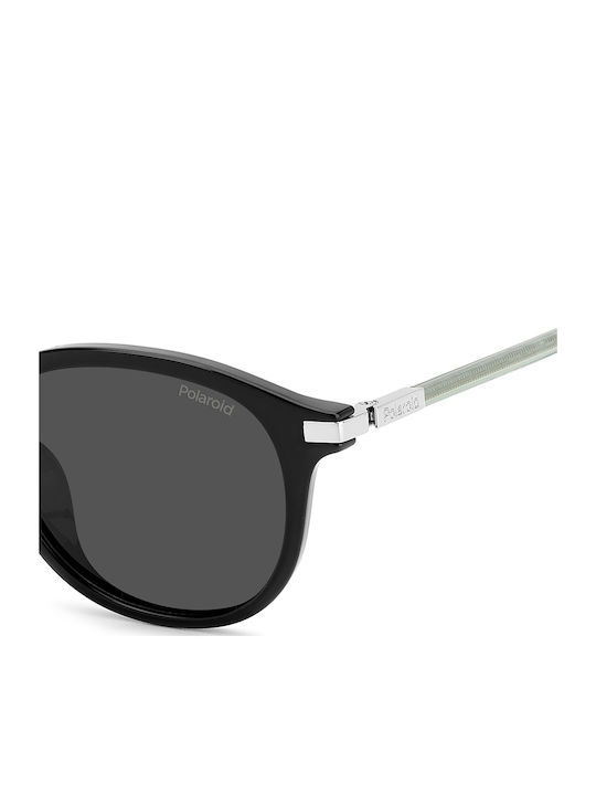 Polaroid Unisex Sunglasses With Black Horn-Rimmed Frame And Grey Polarized Lens PLD4148/G/S/X 807/M9