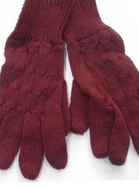 Biston Women's Knitted Gloves Burgundy -42