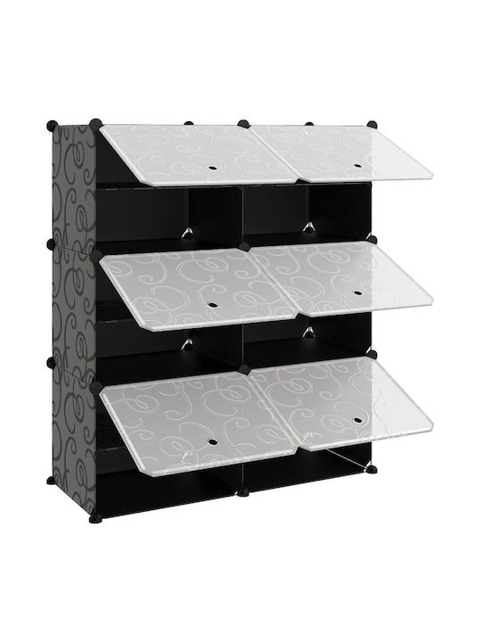 Plastic Shoe Organizer with 6 Shelves Black 84.5x31x93.5cm