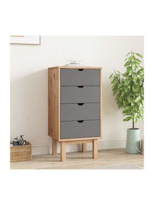 Chest of Drawers of Solid Wood with 4 Drawers 46x39.5x90cm