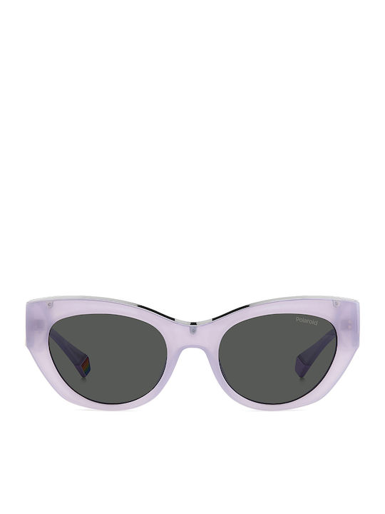 Polaroid Women’s Sunglasses With Purple Horn-Rimmed Frame And Grey Polarized Lens PLD6199/S/X 789/M9