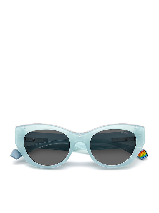 Polaroid Women's Sunglasses with Blue Plastic Frame and Gray Polarized Lens PLD6199/S/X MVU/M9