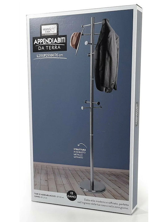 General Trade Metallic Coat Rack Grey Satin 29x29x176cm