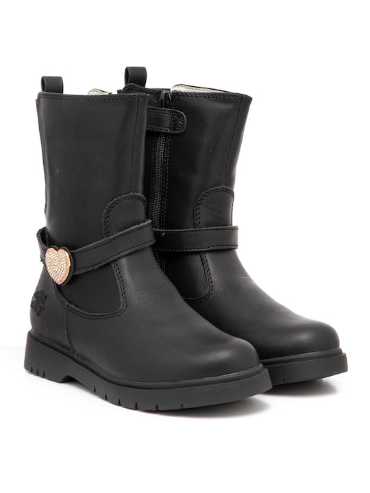 Lelli Kelly Kids PU Leather Boots with Zipper Black