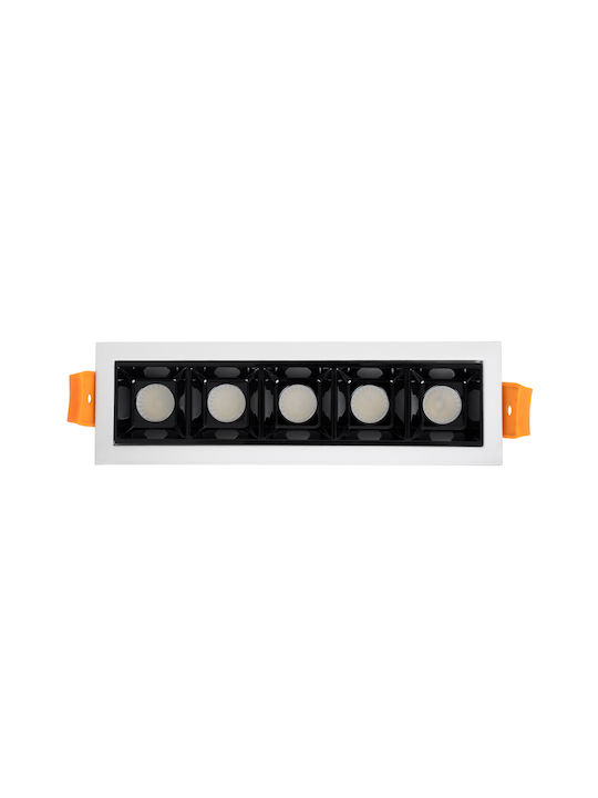 GloboStar Luminar Superior Rechteckig Metallisch Einbau Spot mit integriertem LED und Natürliches Weißes Licht Weiß 14.8x4.3cm. 1Stück