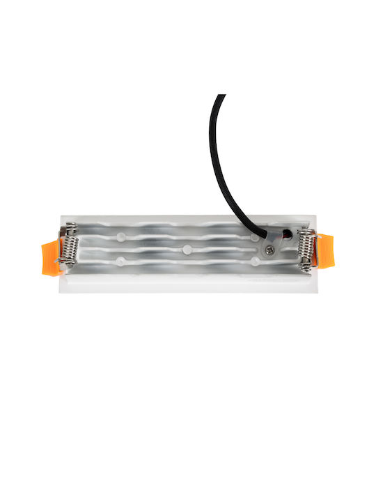 GloboStar Luminar Superior Παραλληλόγραμμο Μεταλλικό Χωνευτό Σποτ με Ενσωματωμένο LED και Θερμό Λευκό Φως Λευκό 14.8x4.3εκ. 1τμχ