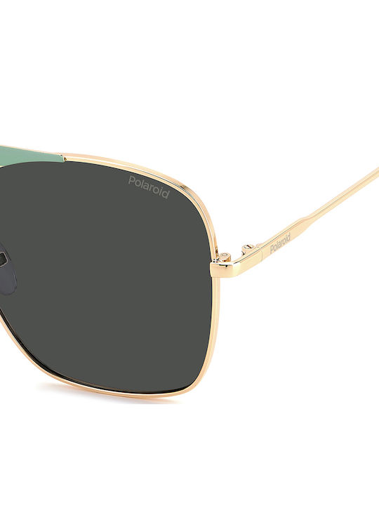 Polaroid Unisex Sunglasses with Gold Metal Frame and Gray Polarized Lens