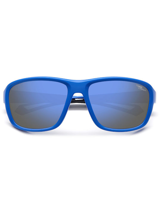 Polaroid Sunglasses with Blue Plastic Frame and Burgundy Polarized Lens PLD7049/S FLL/QG