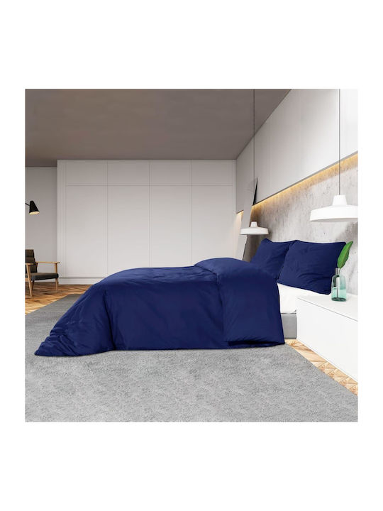 vidaXL Duvet Cover Set Cotton Single with Pillowcase 140x200 Navy Blue