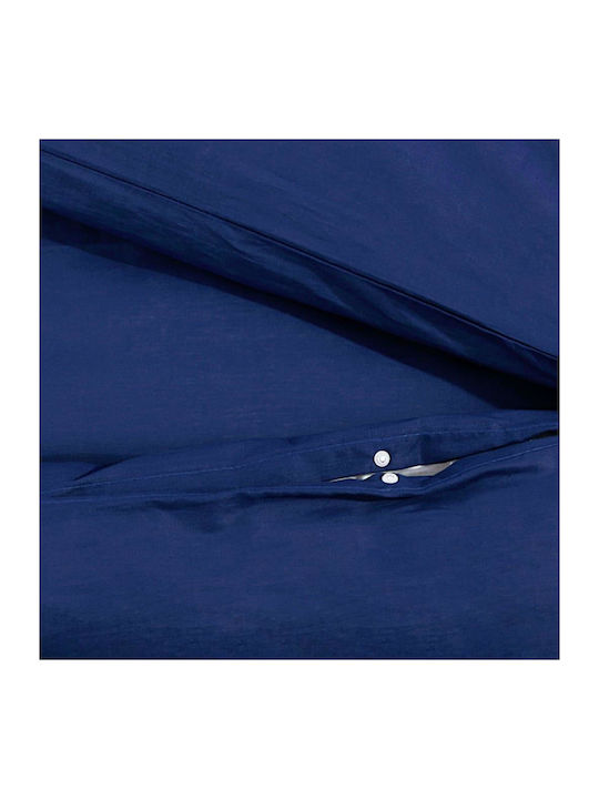 vidaXL Duvet Cover Set Cotton Single with Pillowcase 140x200 Navy Blue