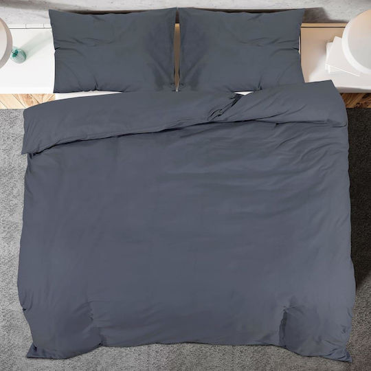 vidaXL Duvet Cover Set Double with 2 Pillowcases 200x200 Charcoal