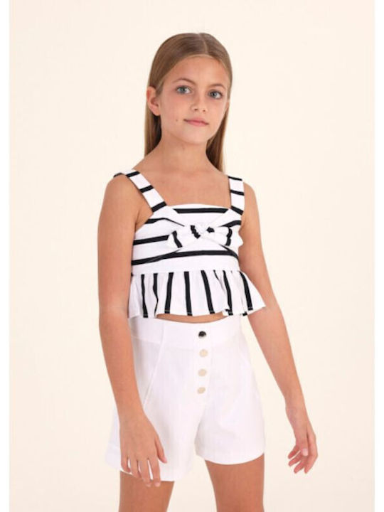 Kinder-Crop-Top Ärmellos Weiß
