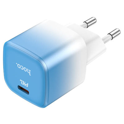 Hoco Ladegerät ohne Kabel mit USB-C Anschluss 20W Schnellaufladung 3.0 Blau (C101A)