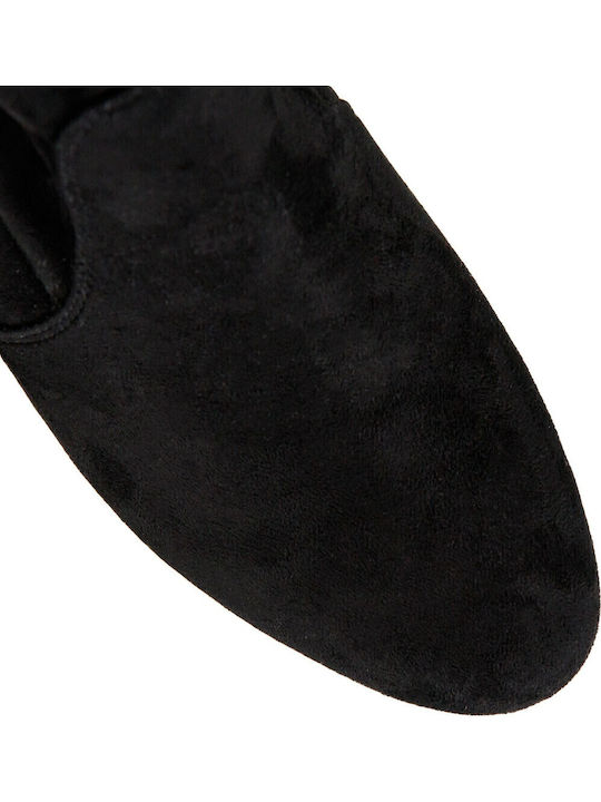 Suede Γυναικείες Μπότες Πάνω από το Γόνατο Μαύρες