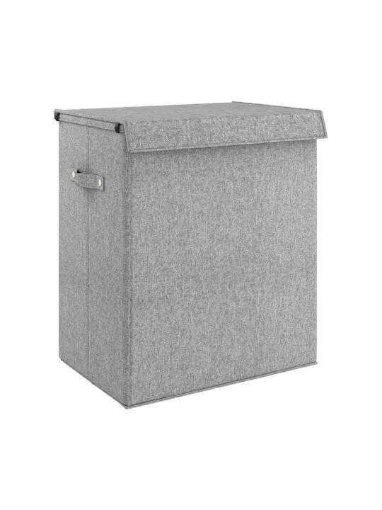 vidaXL Collapsible Fabric Laundry Basket with Lid 51x34.5x59cm Gray