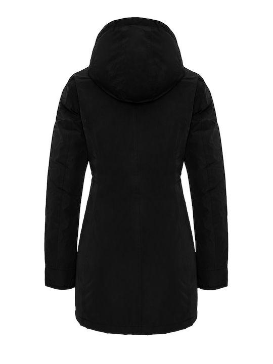 Wellensteyn Women's Long Lifestyle Jacket for Winter with Hood Black