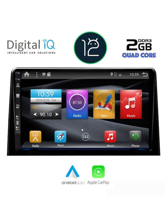 Digital IQ Car Audio System for Peugeot Partner Opel Combo Toyota Proace Citroen Berlingo Honda City 2018 with Touch Screen 10 inches Bluetooth USB AUX WiFi GPS Apple CarPlay Android Auto CD