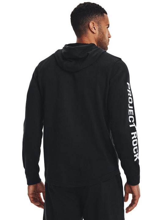 Under Armour Project Rock Herren Sweatshirt mit Kapuze und Taschen Schwarz