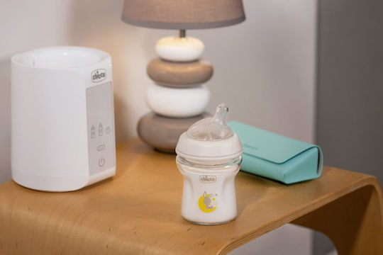 Chicco Glass Baby Bottle Natural Feeling Anti-colic with Silicone Teat for 0+ Months Grey 250ml
