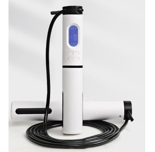 White Jump Rope with Meter and Adjustable Length