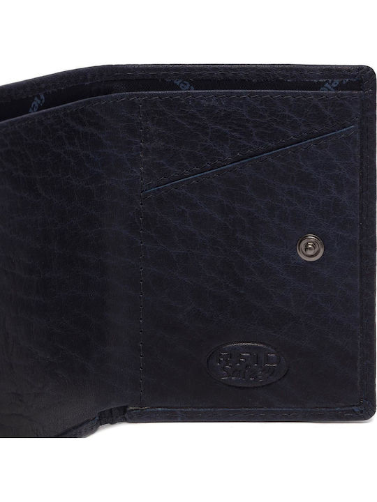 Leather Men's Wallet Cards with RFID and Slide Mechanism Blue