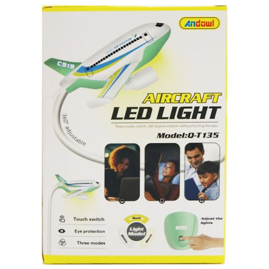 Andowl Led Παιδικό Φωτιστικό Γραφείου Αφής Αεροσκάφος Πράσινο Andowl Led Παιδικό Φωτιστικό Γραφείου Αφής Αεροσκάφος Πράσινο
