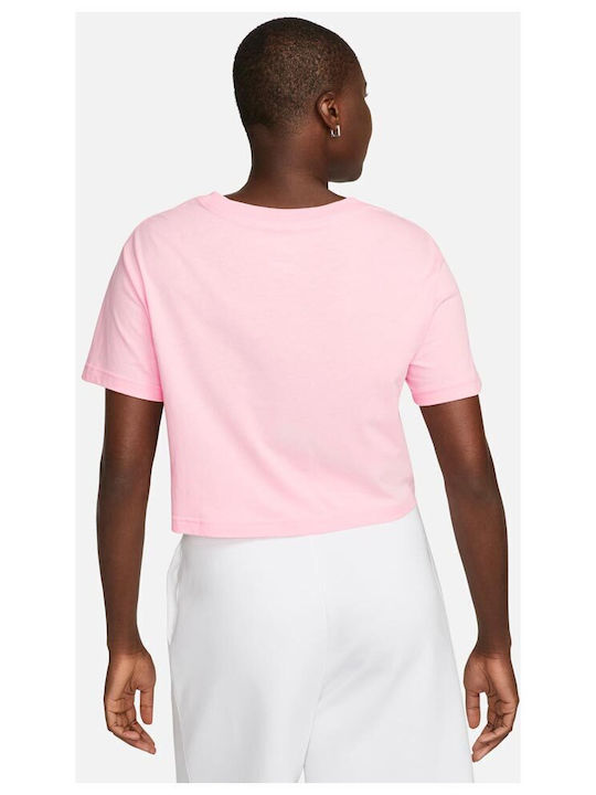 Nike Essential Crop Top Sportiv pentru Femei cu Mâneci Scurte Roz