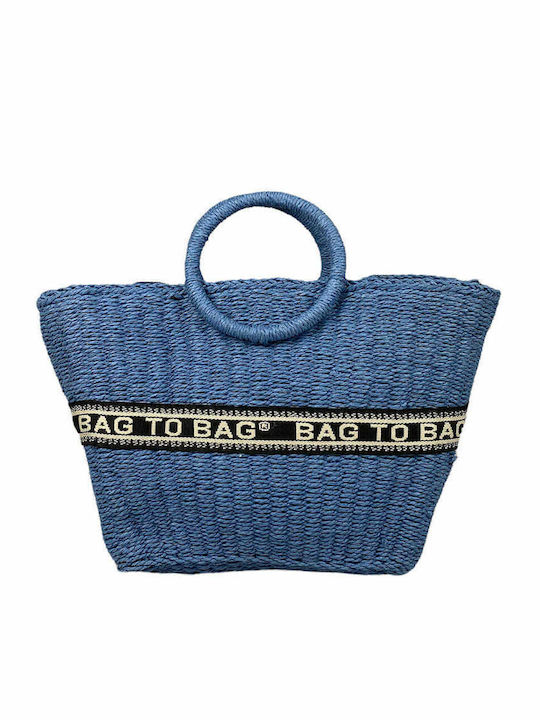 Bag to Bag Wicker Beach Bag Blue