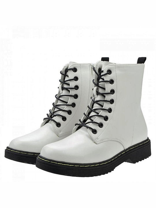 White Women's Boots, with black sewn sole, in high quality leatherette (code MPO15)