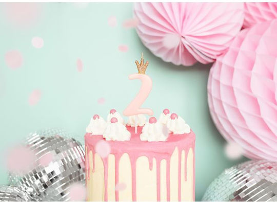 PartyDeco Νο.2 Birthday Candle Number "2" in Pink Color SCU6-2-081J