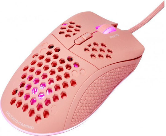 Deltaco DM210 RGB Gaming Ποντίκι 6400 DPI Ροζ