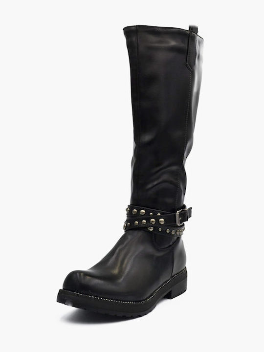 Joya Riding Boots with Zipper Black