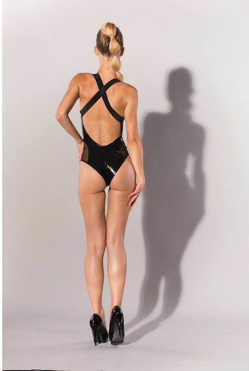 Guilty Pleasure Datex & Fishnet Κορμάκι Μαύρο