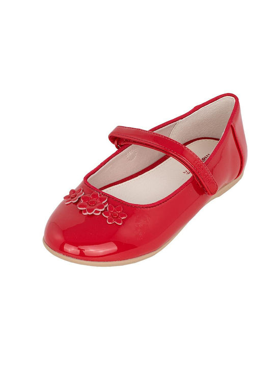 Mayoral Kids Patent Leather Ballerinas with Hoop & Loop Closure Red