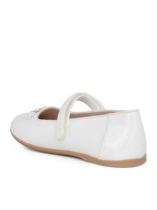 Kids Ballerinas with Hoop & Loop Closure White