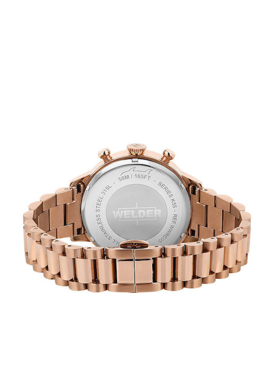 Welder Ceas de Damă cronograf cu Rose Gold Brățară Metalică