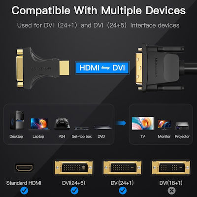 Vention Convertor HDMI masculin în DVI-D feminin 1buc (AIKB0)