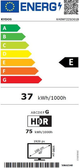 Kydos Смарт Телевизор 40" Full HD Edge LED K40WF22SD01B (2022)