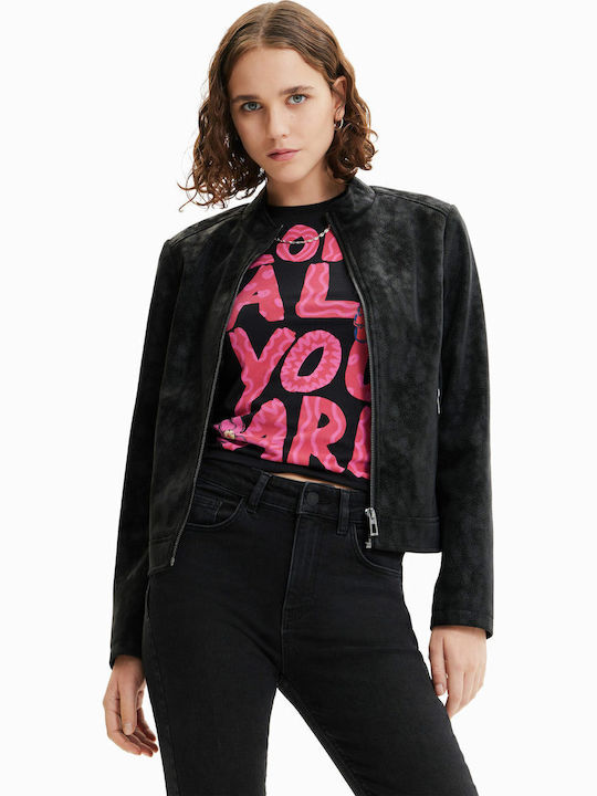 Detroit Γυναικείο Suede Biker Jacket Μαύρο