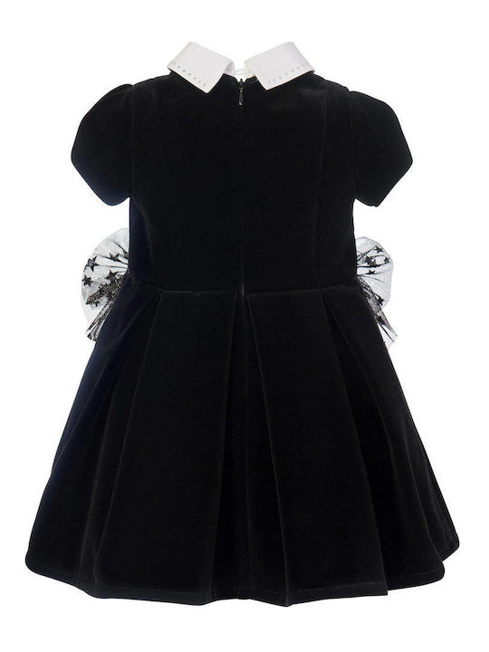 Balloon Chic Kids Dress Velvet Short Sleeve Black