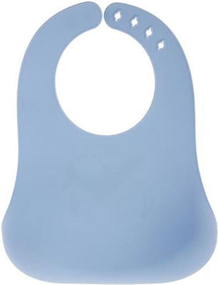 Stephen Joseph Shark Waterproof Bib Silicone with Button & Pocket Light Blue