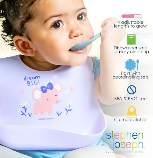 Stephen Joseph Shark Wasserdicht Lätzchen Silikon mit Taste & Tasche Hellblau