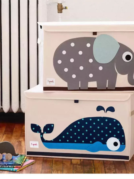 3 Sprouts Children's Folding Storage Box made of Fabric Toy Chest Navy Blue 61x37x38cm 1pcs