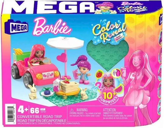 Mega Bloks Blocks Color Reveal Convertible Road Trip for 4+ Years 66pcs