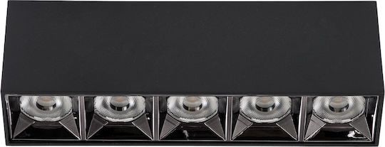GloboStar Luminar Superior LED Θερμό Λευκό Σποτ με 5 Φώτα σε Μαύρο Χρώμα